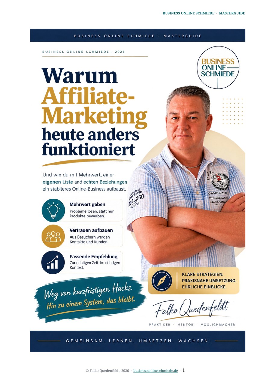 Cover des kostenfreien Hauptguides „Warum Affiliate-Marketing heute anders funktioniert“ von Falko Quedenfeldt